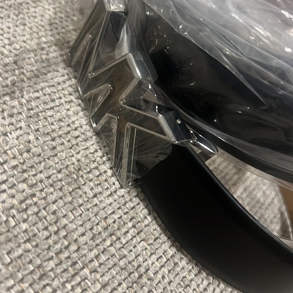 NEW MICHAEL KORS LEATHER black WITH MK TORTOISE SHELL SILVER BUCKLE size XL NWT - Picture 7 of 9